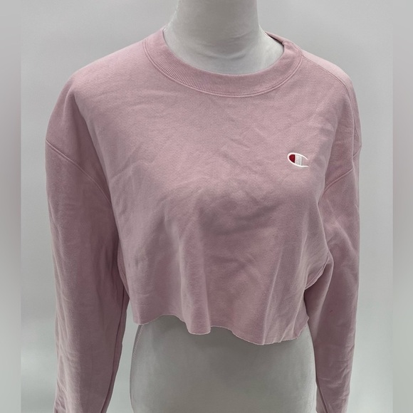 Champion Reverse Weave Cropped Cut-Off Crew Oversized Pink Size XS - Picture 2 of 9